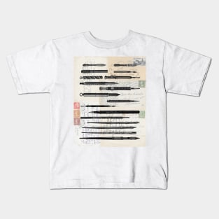 Antique Writing Pens on Old Postcards Kids T-Shirt